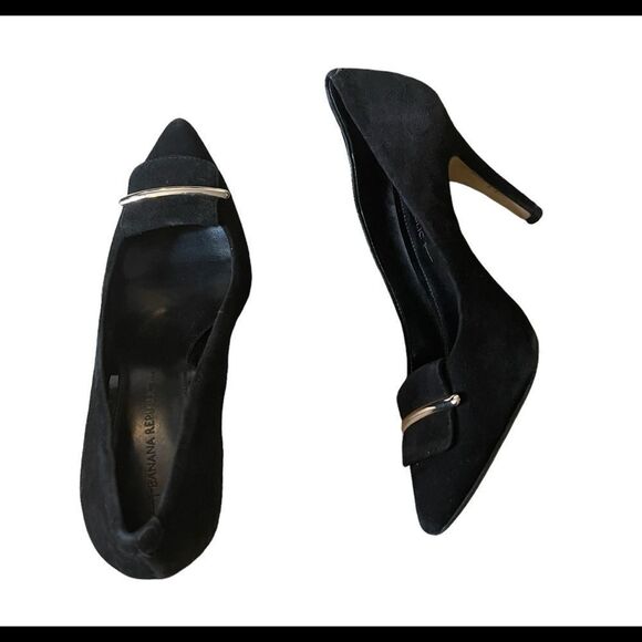 Banana Republic Shoes - Banana Republic Black Suede Buckle Pumps 7.5
